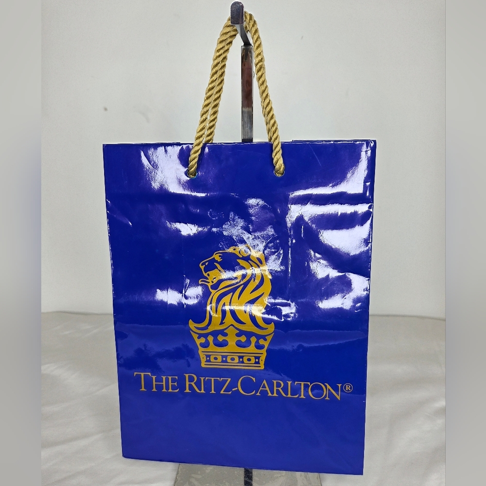 The Ritz-Carlton 10"x8" Blue Gift Bag with Gold Rope Handles